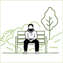 Person on Bench in Grassland Environment